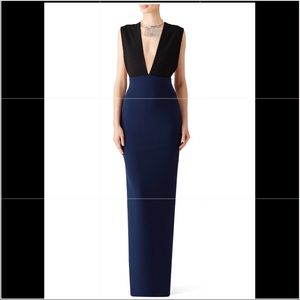Solace London navy blue and black stretch gown